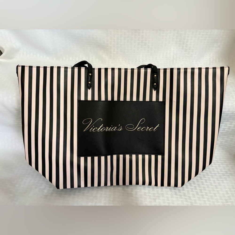 Victoria's Secret Black and White Striped Tote